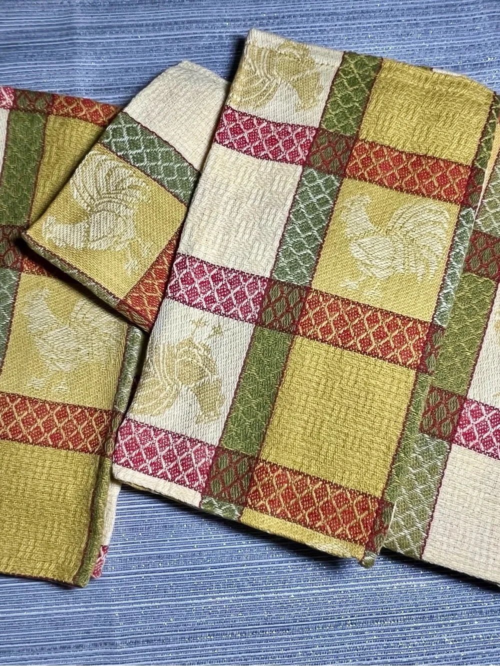 Rooster Chicken Hen Cloth Napkins Set 4 Farmhouse Cottage Country 17” NEW